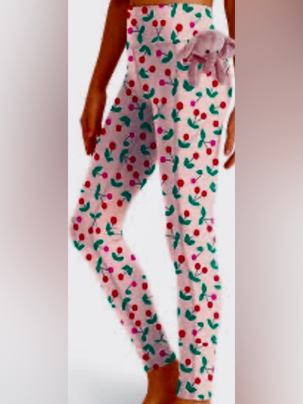 NEW Girls' Athletic Pink With Cherry Print Legging With Side Pockets